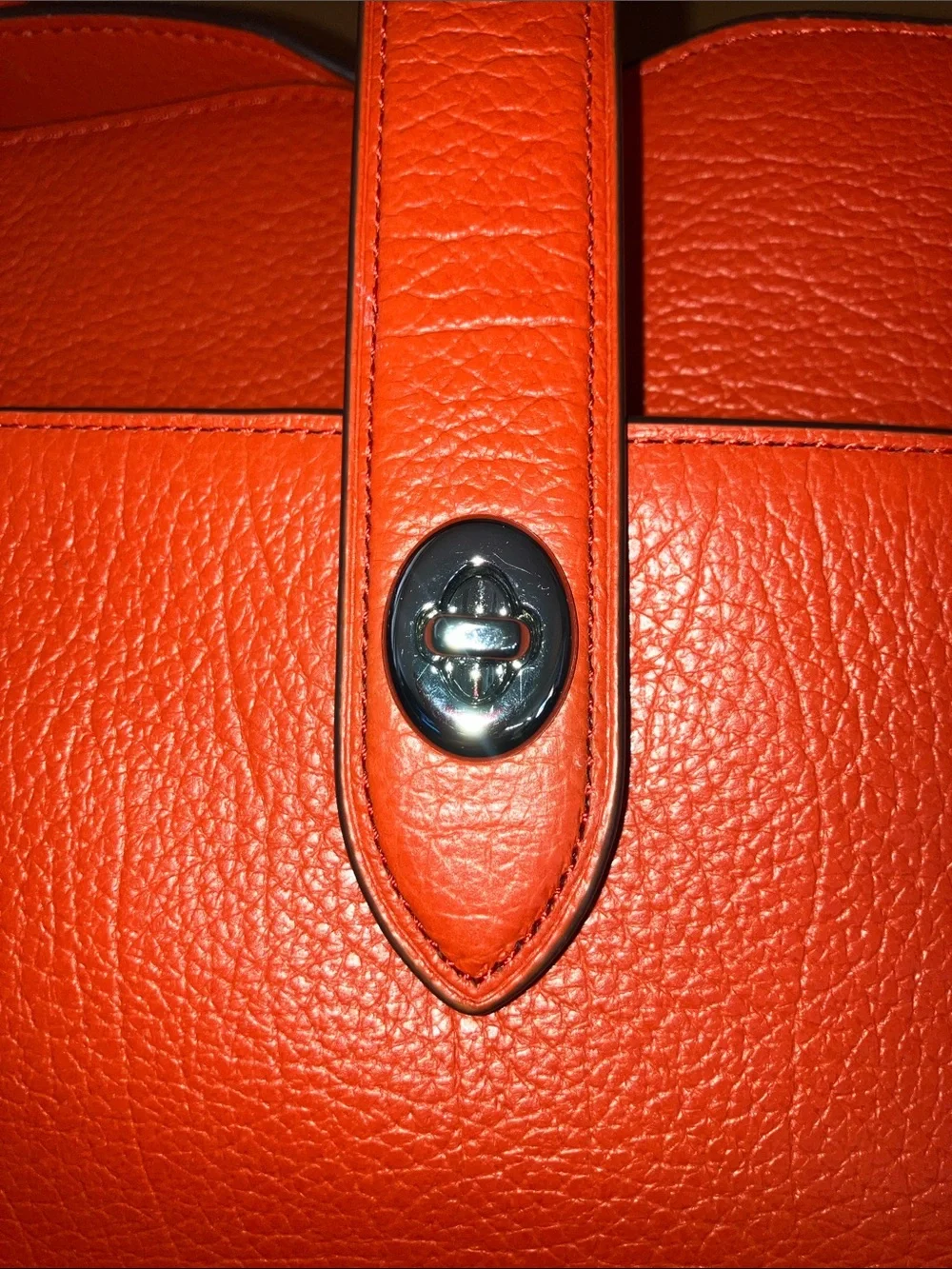 Coach Mercer Coral Red Pebbled Leather Satchel w/Crossbody Strap silver hardware